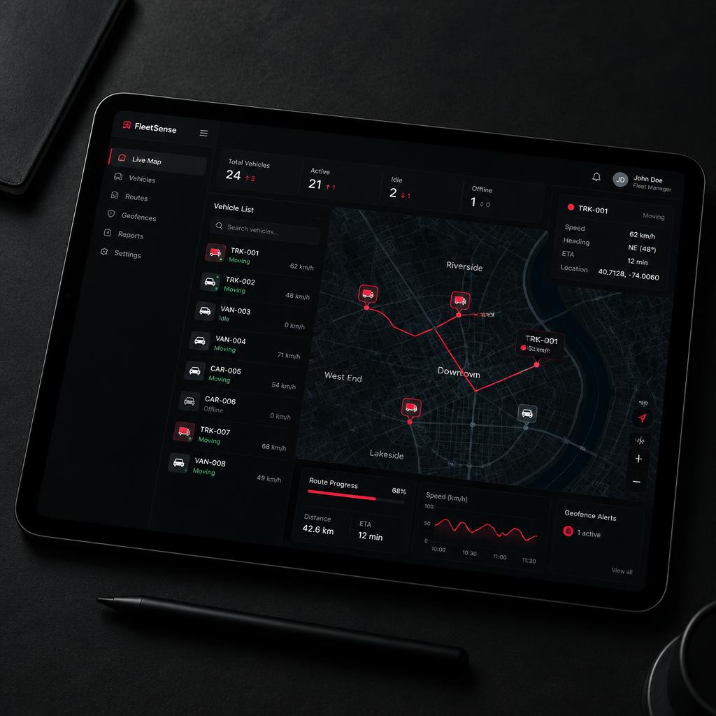 Fleet tracking dashboard interface